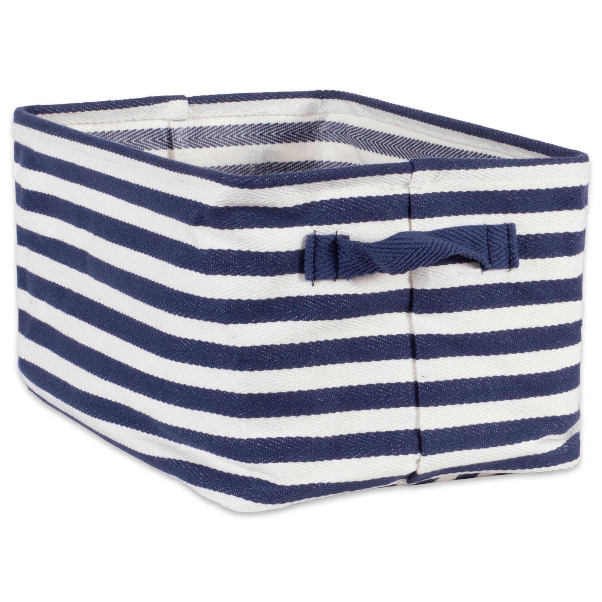 DII® French Blue & White Herringbone Striped PE-Coated Cotton Laundry Bins